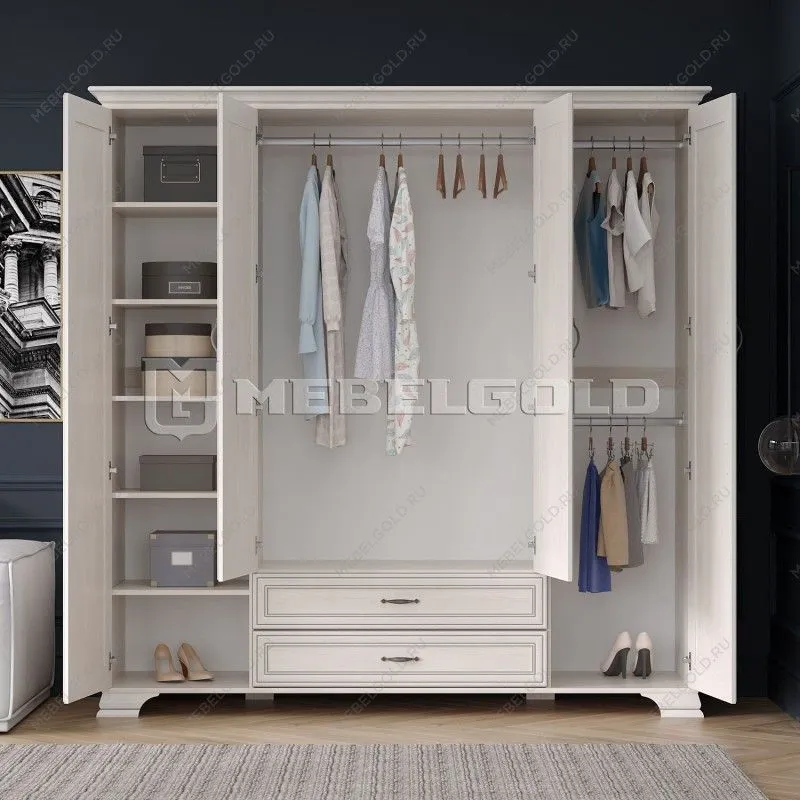 Шкаф 4-створчатый Тиффани 4D2S вудлайн кремовый | изображение 3