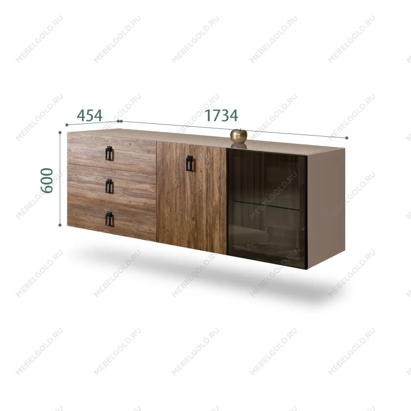 Комод 1.6м Bogemia Fly Wood Fa (Мокка) (Lakobel/Черный) БМКМ-4[5][10]