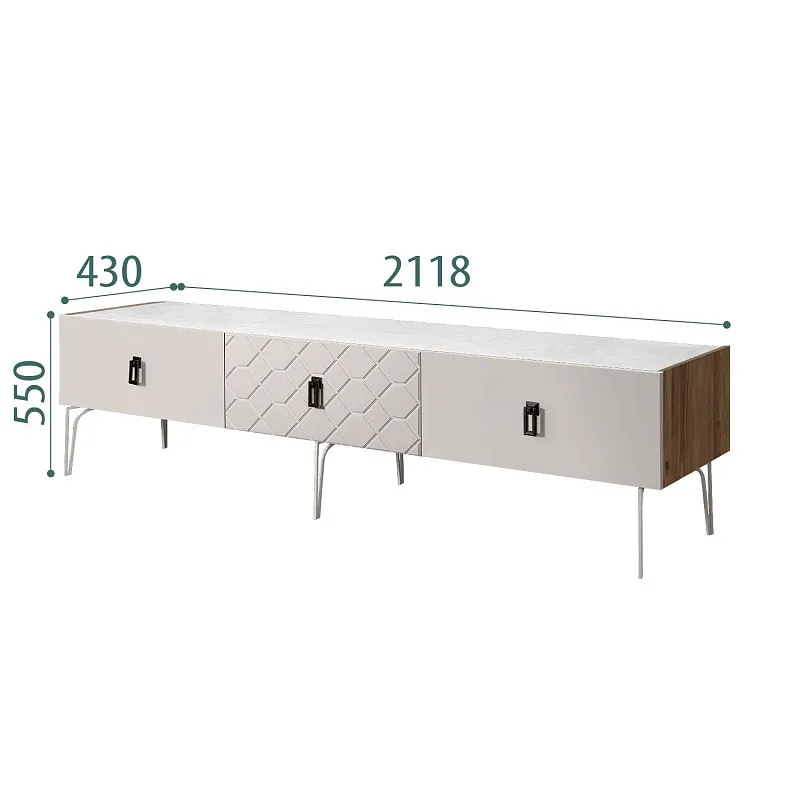 Тумба телевизионная 2.1м Bogemia Woodline Fa (Шелк) (Novabuk/Черный) БМТ-2[10]
