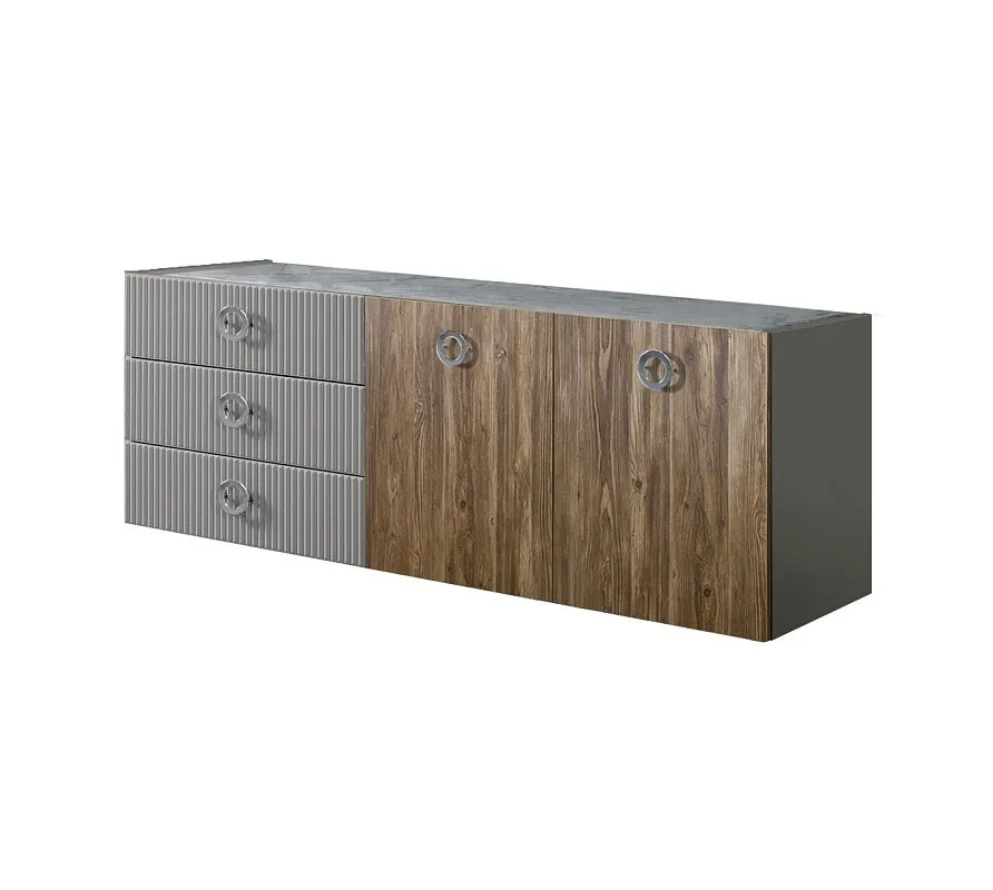 Комод 1.6м Bogemia Fly Wood Fi (Серый) (Novabuk/Хром) БМКМ-4