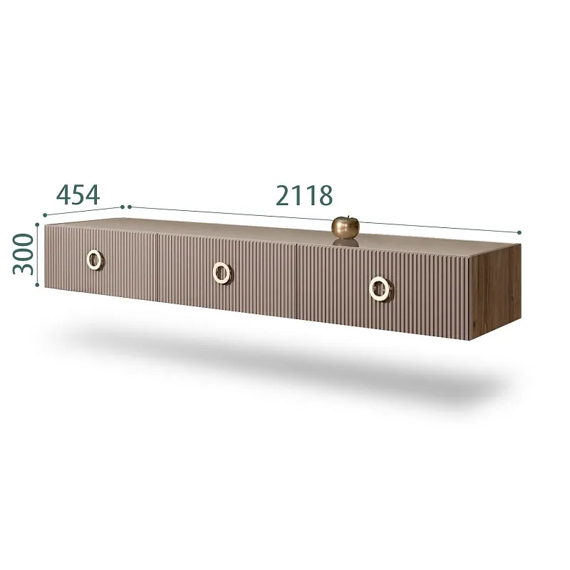 Тумба телевизионная 2.1м Bogemia Woodline Fly Fi (Мокка) (Lakobel/Золото) БМТ-2