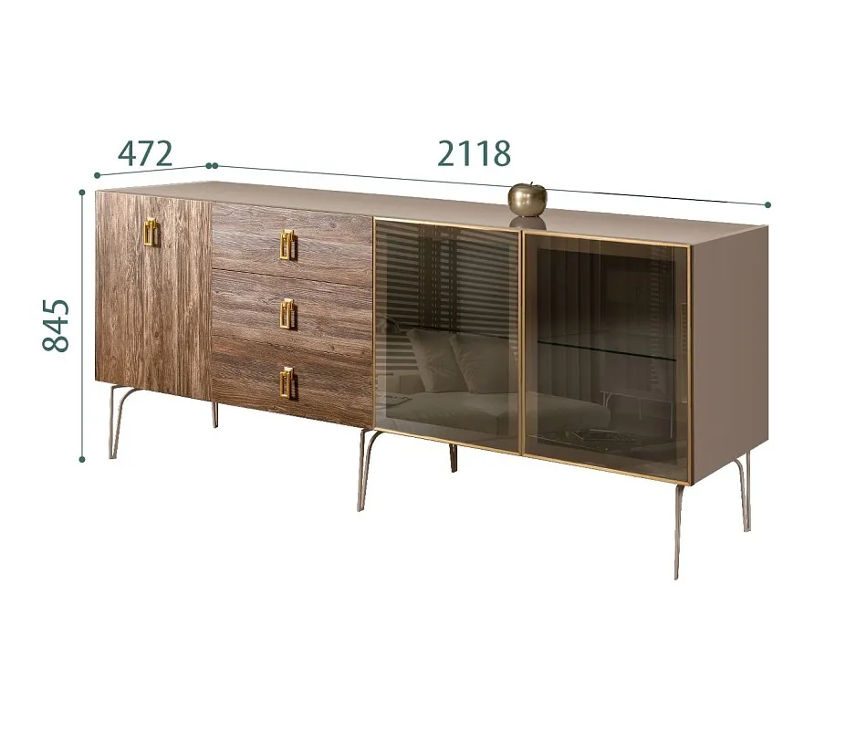Комод 2.1м Bogemia Wood Fa (Мокка) (Lakobel/Золото) БМКМ-5(Wo)[5][10]