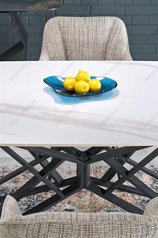 Стол обеденный Halmar ALFREDO 160 (белый мрамор/черный) | изображение 12