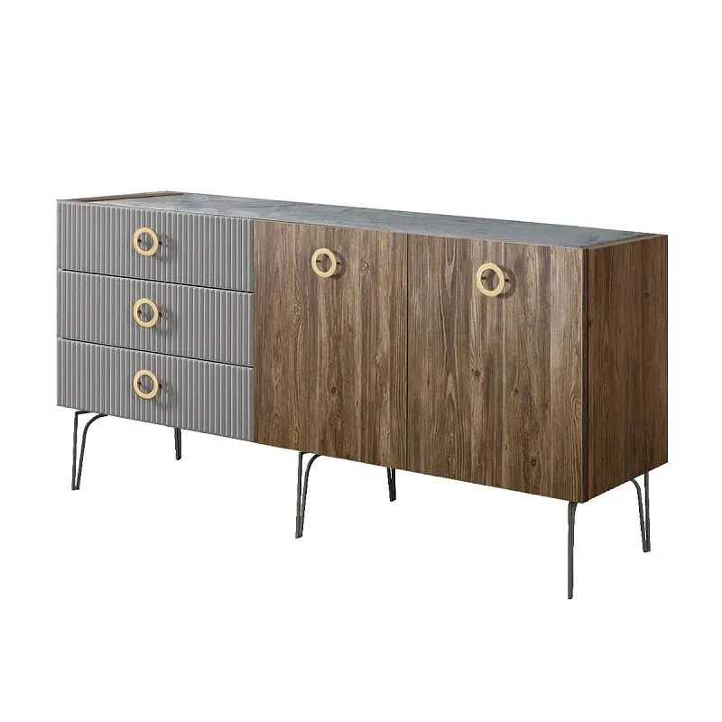 Комод 1.6м Bogemia Woodline Wood Fi (Серый) (Novabuk/Золото) БМКМ-4