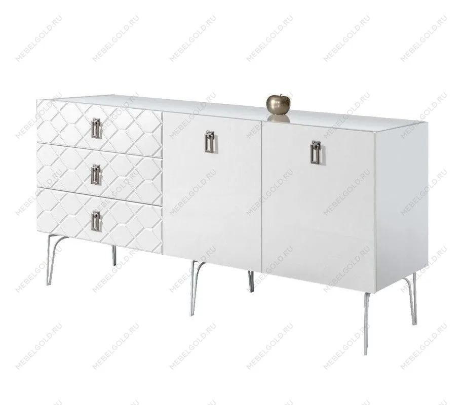 Комод 1.6м Bogemia Farfalle (Белый) (Lakobel/Хром) БМКМ-4(Fa)