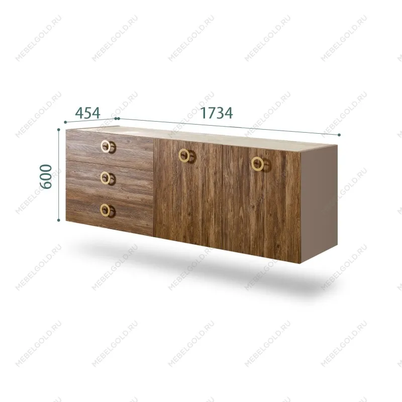 Комод 1.6м Bogemia Fly Wood Fi (Мокка) (Novabuk/Золото) БМКМ-4