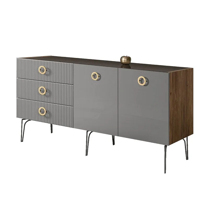 Комод 1.6м Bogemia Woodline Fi (Серый) (Lakobel/Золото) БМКМ-4