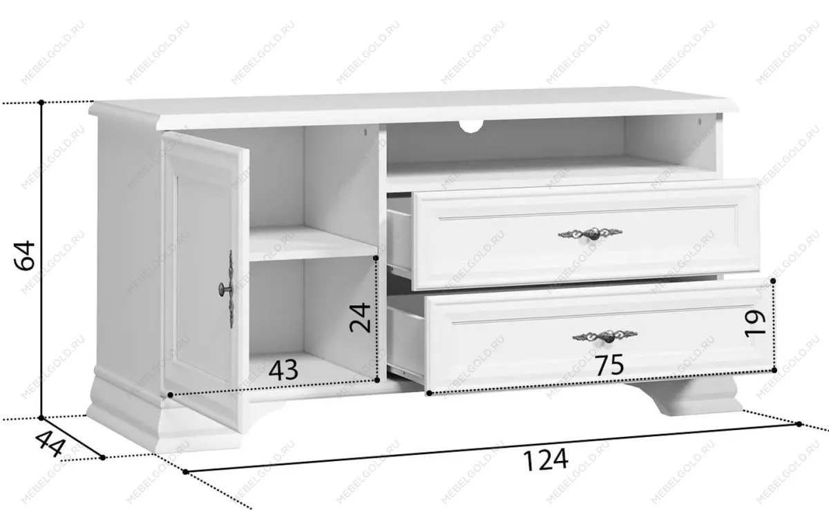 Тумба Кентаки RTV 1D2S белый | изображение 2