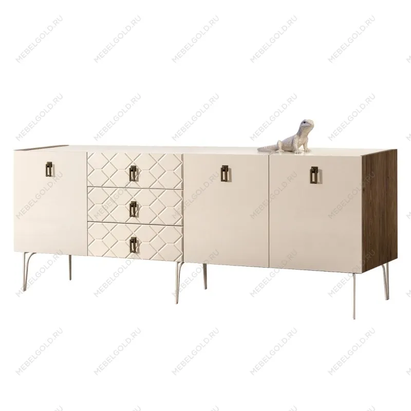 Комод 2.1м Bogemia Woodline Fa (Слоновая кость) (Lakobel/Черный) БМКМ-5