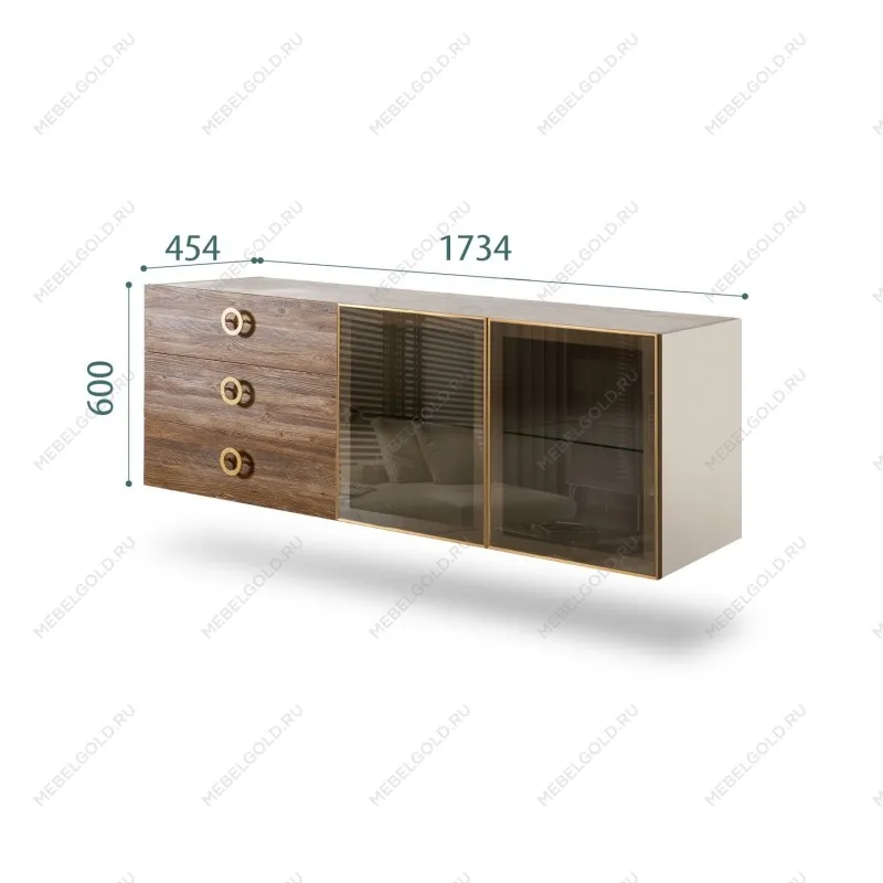 Комод 1.6м Bogemia Fly Wood Fi (Слоновая кость) (Novabuk/Золото) БМКМ-4[5]