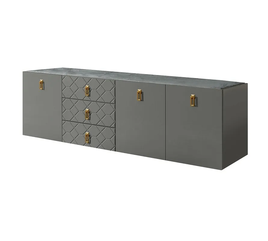 Комод 2.1м Bogemia Fly Farfalle (Серый) (Novabuk/Золото) БМКМ-5