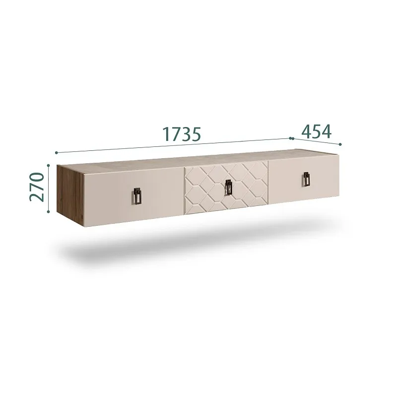 Тумба телевизионная 1.6м Bogemia Woodline Fly Fa (Ваниль) (Novabuk/Черный) БМТ-1[10]