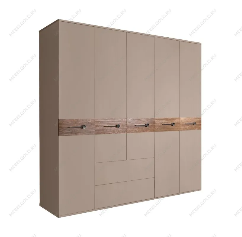 Шкаф 5-ти дверный с ящиками, Bogemia Wood Wo (Мокка/Хром) БМШ2/51(Wo)