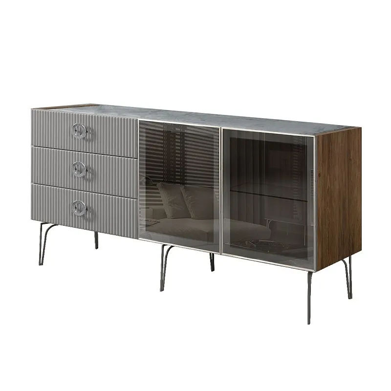 Комод 1.6м Bogemia Woodline Fi (Серый) (Novabuk/Хром) БМКМ-4[5]