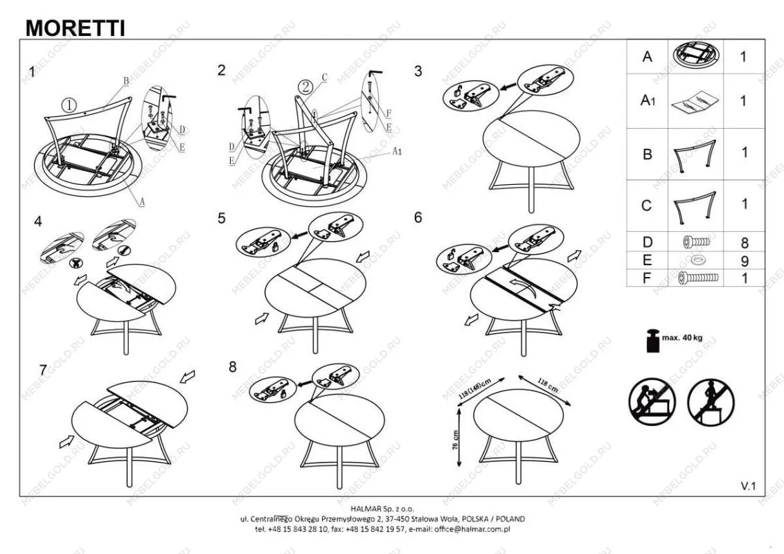 Стол обеденный Halmar MORETTI, раскладной (дуб натуральный/черный) | изображение 16