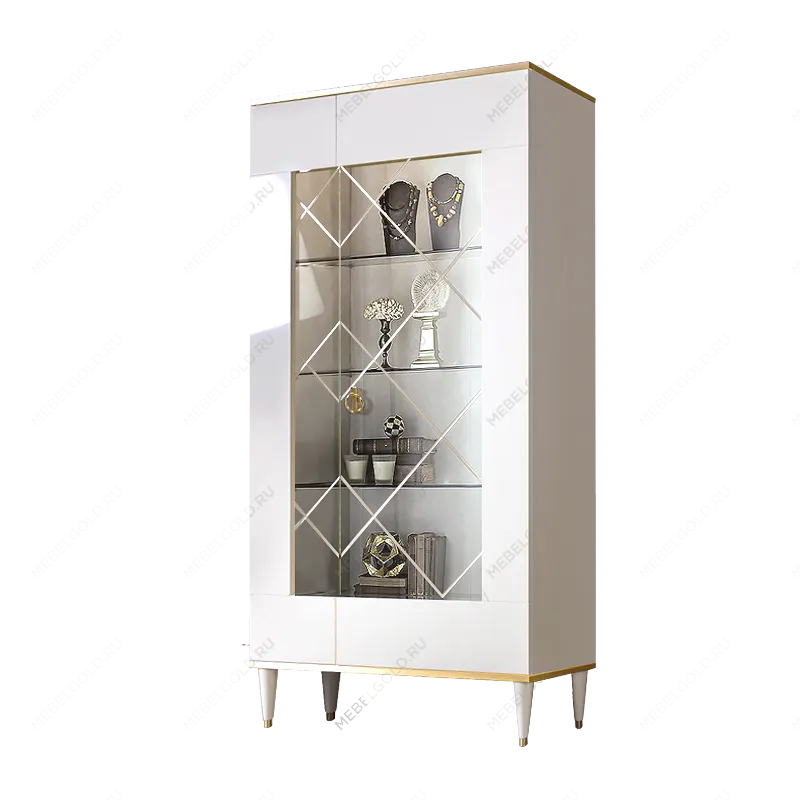 Витрина 2-ств. Римини (Белый/Золото) (Правая) РМВ2-2С