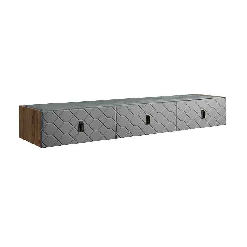 Тумба телевизионная 2.1м Bogemia Woodline Fly Fa (Серый) (Novabuk/Черный) БМТ-2