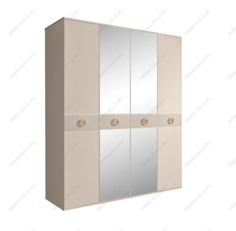 Шкаф 4-х дв. с зеркалами Bogemia Fillini (Ваниль/Золото) БМШ1/4(Fi)