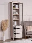 Шкаф с витриной Сага, 50х41х215 см, кашемир/ясень | изображение 4