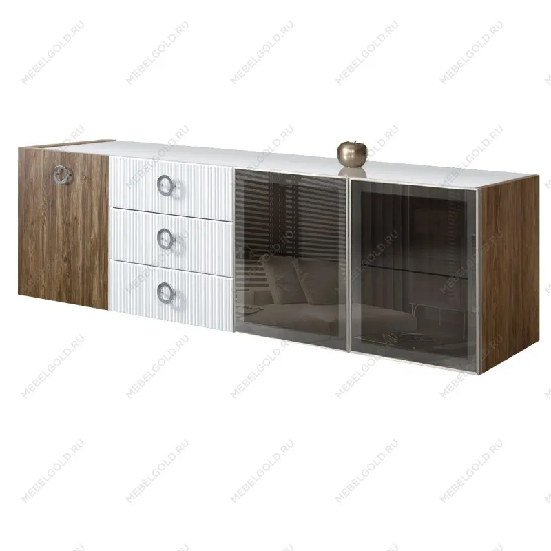 Комод 2.1м Bogemia Woodline Fly Wood Fi (Белый) (Lakobel/Хром) БМКМ-5[5][10]