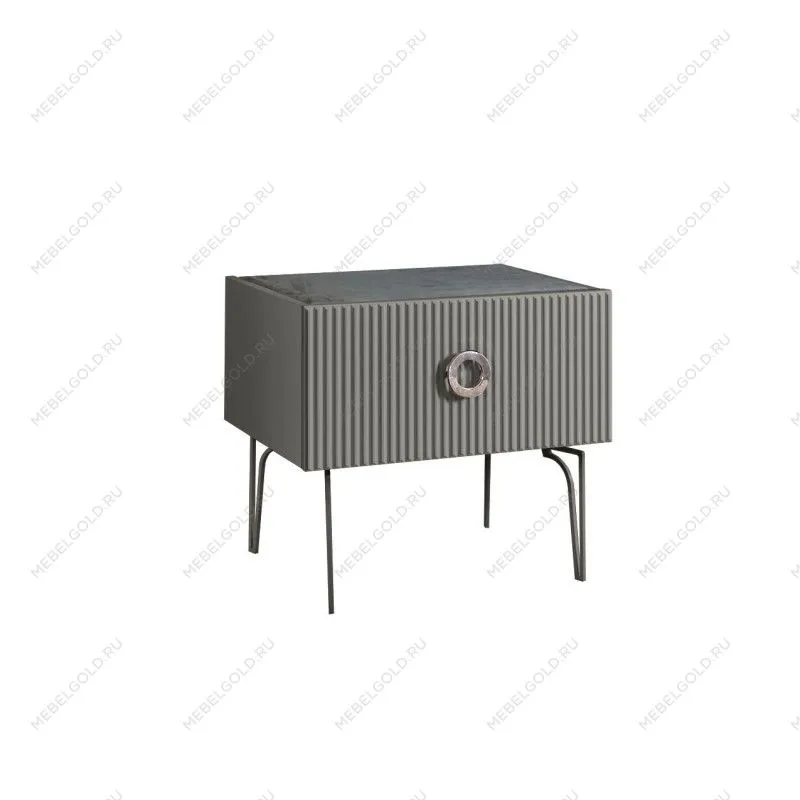 Тумба прикроватная Bogemia Fillini (Серый) (Novabuk/Хром) БМТП-1(Fi)