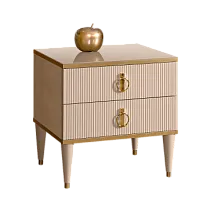 Тумба прикроватная 2 ящика Римини СОЛО (Латте/Золото) РМТП-2(s)