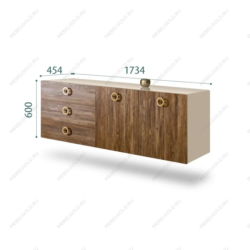 Комод 1.6м Bogemia Fly Wood Fi (Ваниль) (Lakobel/Золото) БМКМ-4