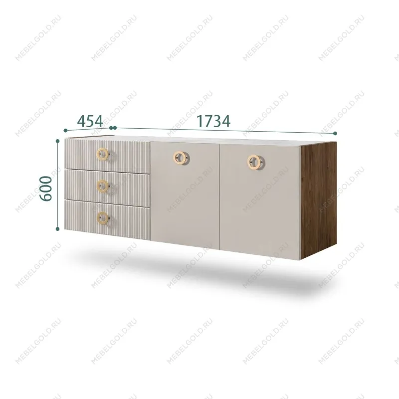 Комод 1.6м Bogemia Woodline Fly Fi (Шелк) (Novabuk/Золото) БМКМ-4