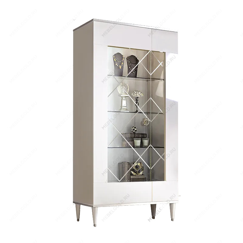 Витрина 2-ств. Римини (Белый/Серебро) (Левая) РМВ2-2С