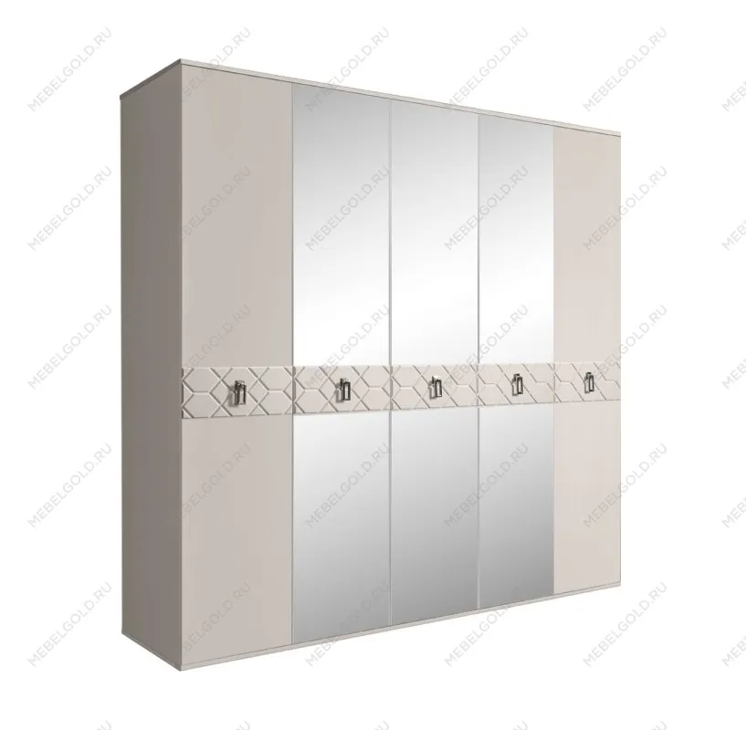 Шкаф 5-ти дв. с зеркалами Bogemia Farfalle (Шелк/Хром) БМШ1/5(Fa)