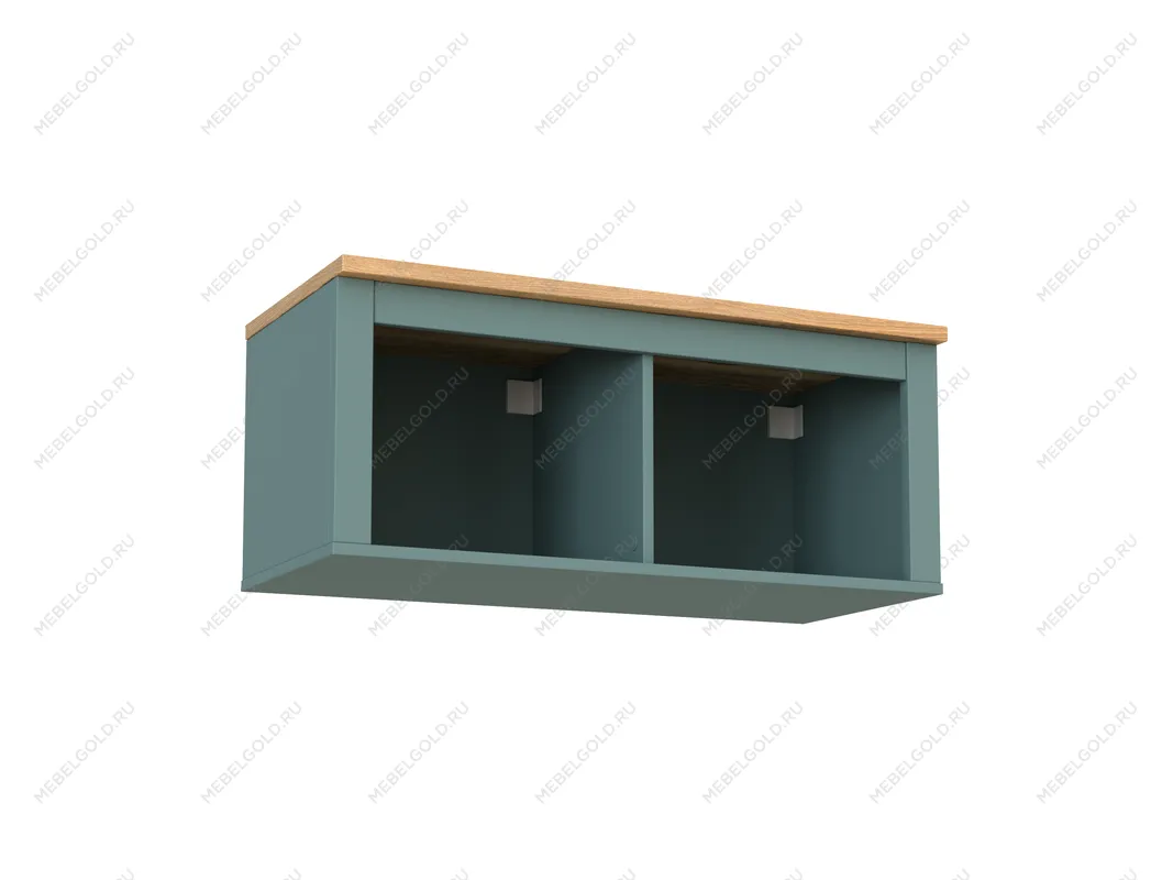 САГА полка навесная 2 секции темно-бирюзовая/ясень