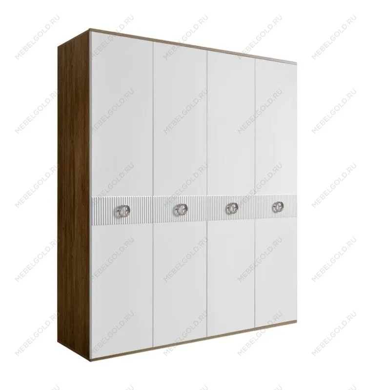 Шкаф 4-х дверный Bogemia Woodline Fi (Белый/Хром) БМШ2/4