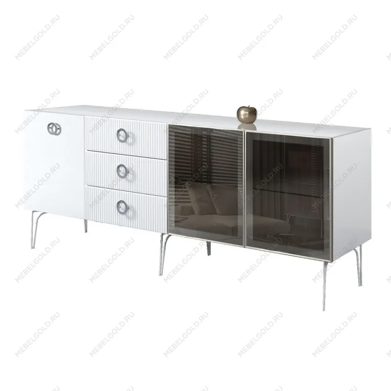 Комод 2.1м Bogemia Fillini (Белый) (Lakobel/Хром) БМКМ-5(Fi)[5][10]