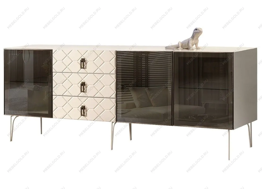 Комод 2.1м Bogemia Farfalle (Слоновая кость) (Lakobel/Черный) БМКМ-5(Fa)[5]