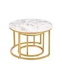 Комплект Halmar PAOLA, 2 стола журнальных (белый мрамор/золотой) | изображение 1