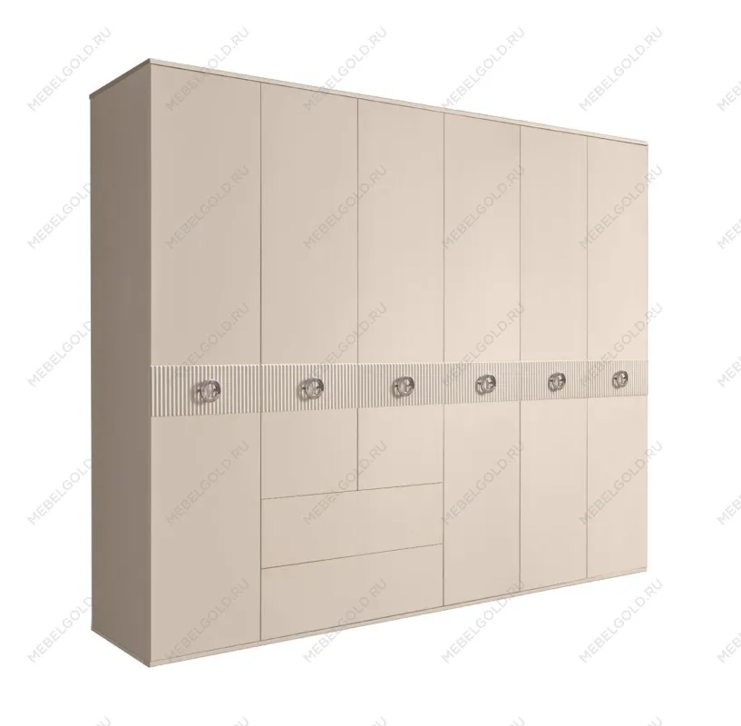 Шкаф 6-ти дверный с ящиками, Bogemia Fillini (Ваниль/Хром) БМШ2/61(Fi)