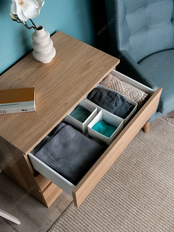 Комод Варма Прайм, 3 ящика, 80х77х48 см, шпон натурального дерева, дуб беленый | изображение 7