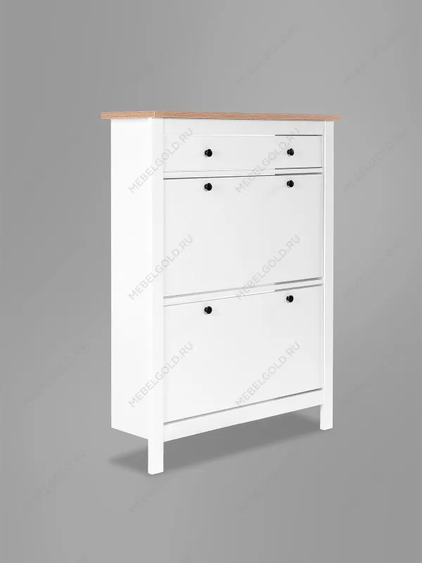 Обувница Сага с 2 откидными ящиками 92х122 белая-ясень | изображение 6