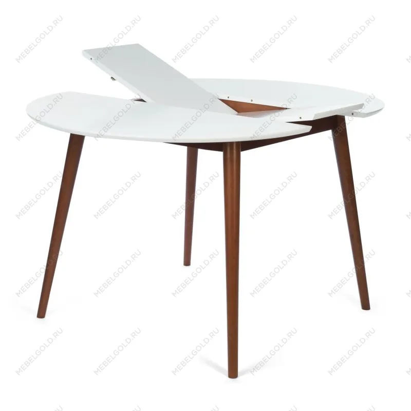 Стол круглый раскладной обеденный BOSCO (Боско) Белый + Коричневый | изображение 3