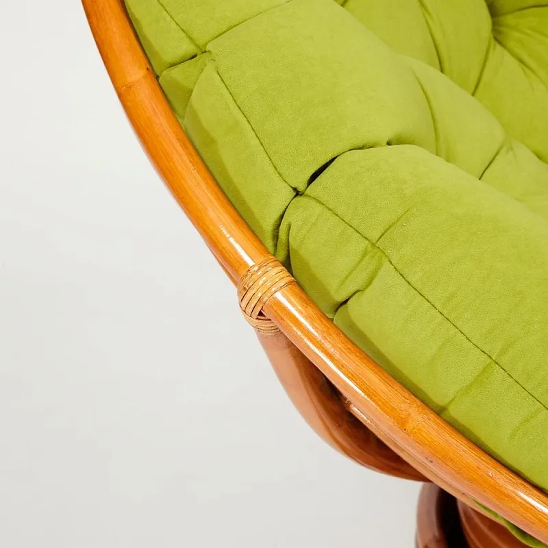 Кресло-качалка Papasan с подушкой Коньяк, флок Олива | изображение 5