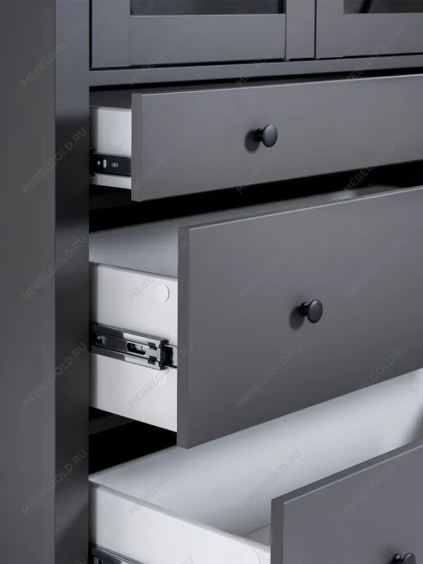 Шкаф с витриной Сага, 90х41х215 см, серый | изображение 7