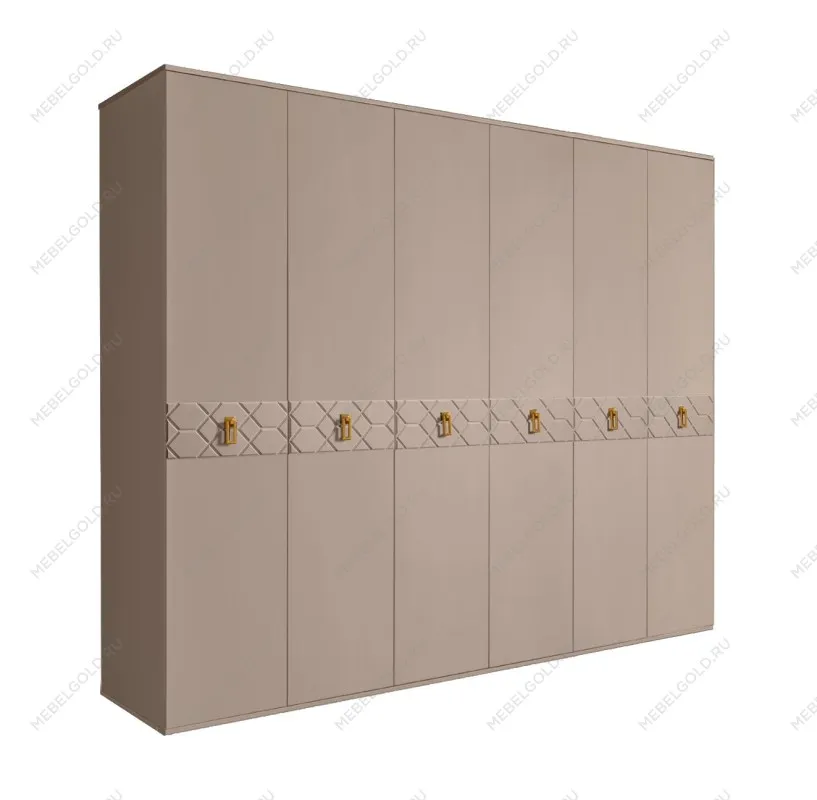 Шкаф 6-ти дв. Bogemia Farfalle (Мокка/Золото) БМШ2/6(Fa)