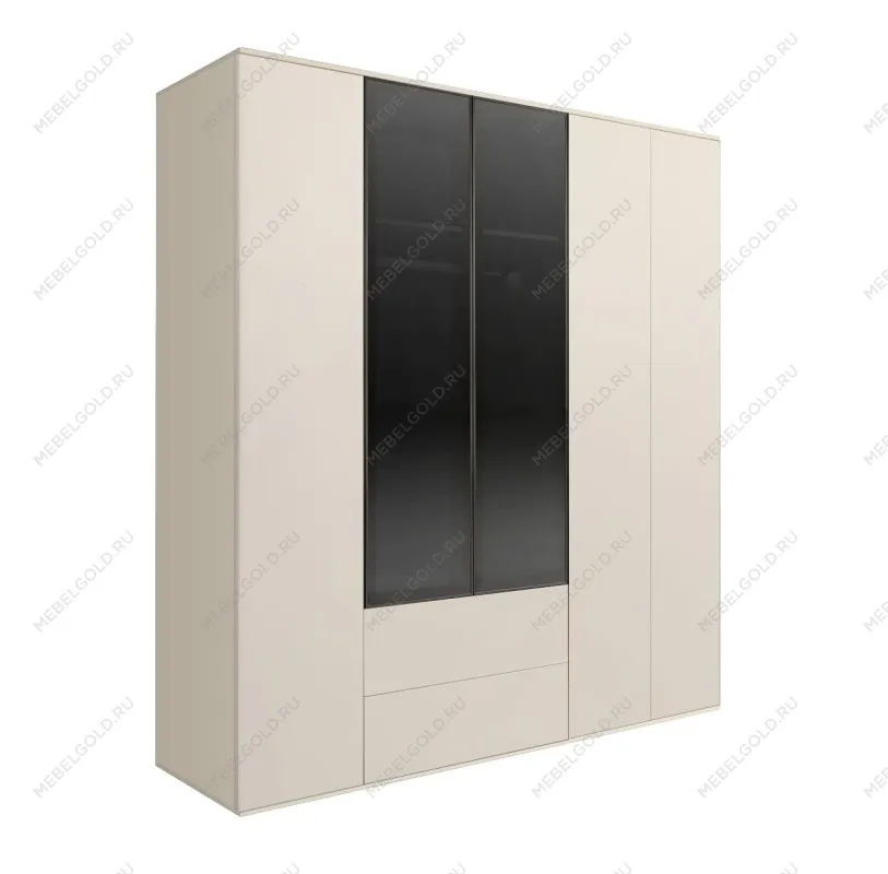 Шкаф 5-ти дв. с ящиками Bogemia Air (Слоновая кость/Черный) БМШ2/52(2)