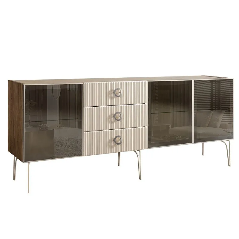 Комод 2.1м Bogemia Woodline Fi (Слоновая кость) (Novabuk/Хром) БМКМ-5[5]