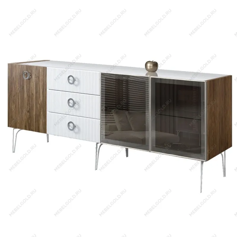 Комод 2.1м Bogemia Woodline Wood Fi (Белый) (Lakobel/Хром) БМКМ-5[5][10]