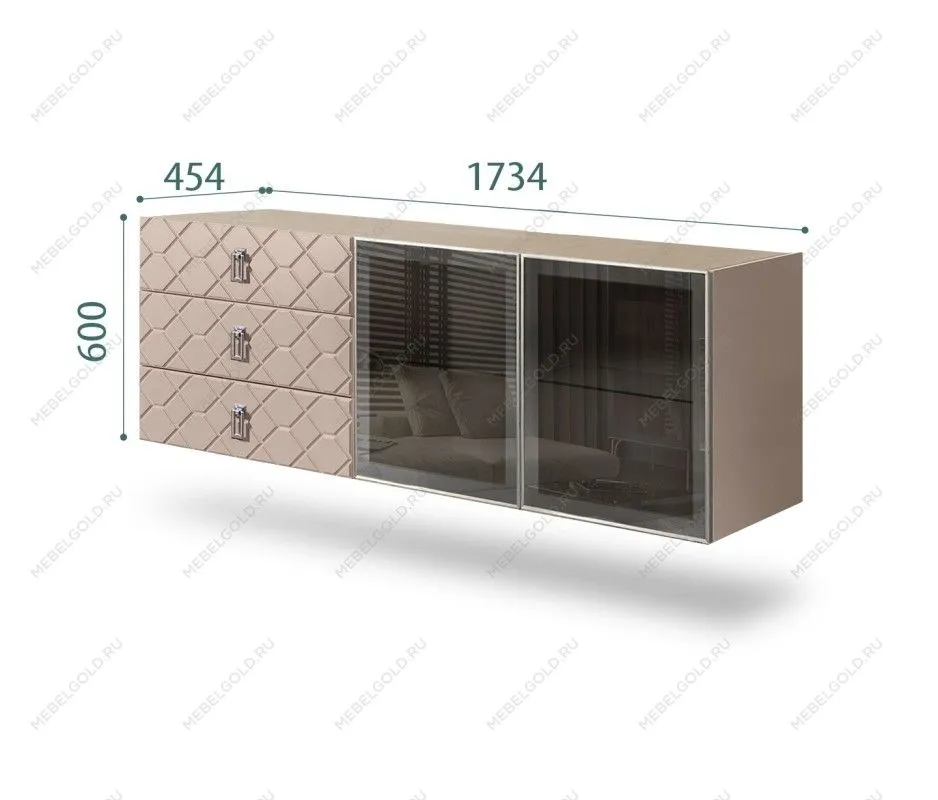 Комод 1.6м Bogemia Fly Farfalle (Мокка) (Novabuk/Хром) БМКМ-4[5]