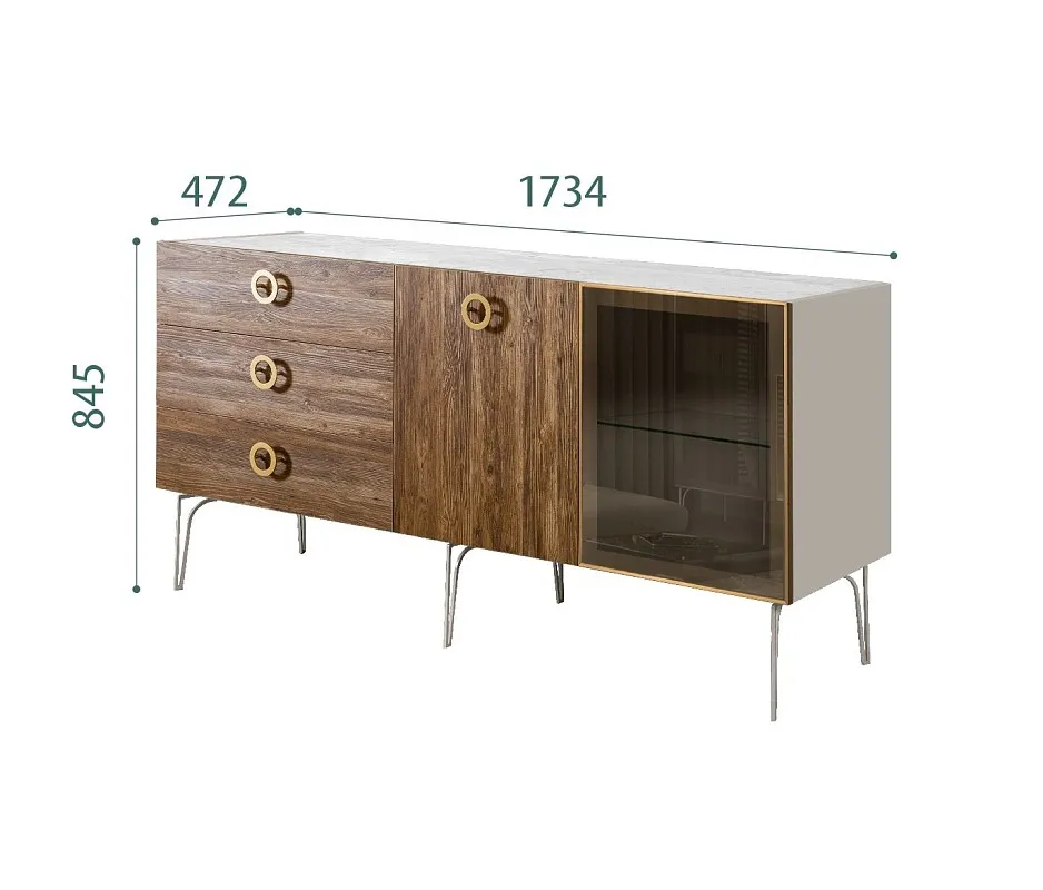 Комод 1.6м Bogemia Wood Fi (Шелк) (Novabuk/Золото) БМКМ-4(Wo)[5][10]