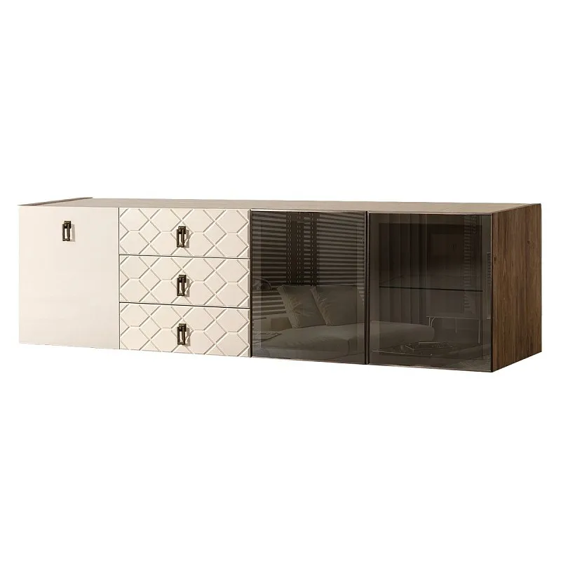 Комод 2.1м Bogemia Woodline Fly Fa (Слоновая кость) (Novabuk/Черный) БМКМ-5[5][10]