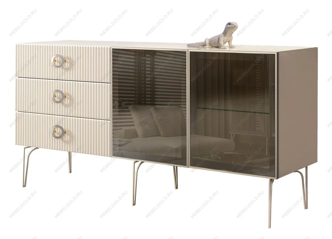 Комод 1.6м Bogemia Fillini (Слоновая кость) (Lakobel/Хром) БМКМ-4(Fi)[5]