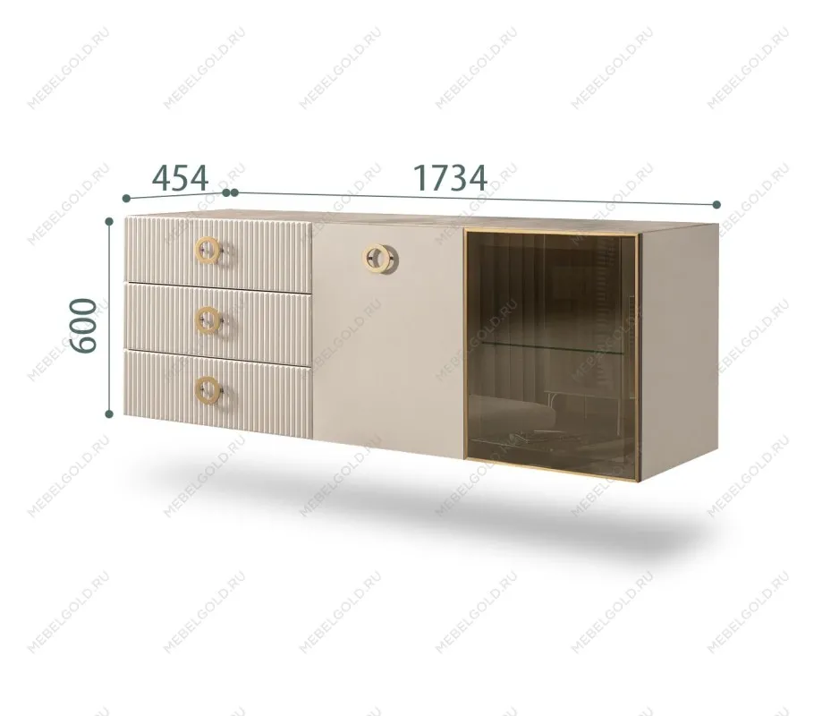 Комод 1.6м Bogemia Fly Fillini (Ваниль) (Novabuk/Золото) БМКМ-4[5][10]